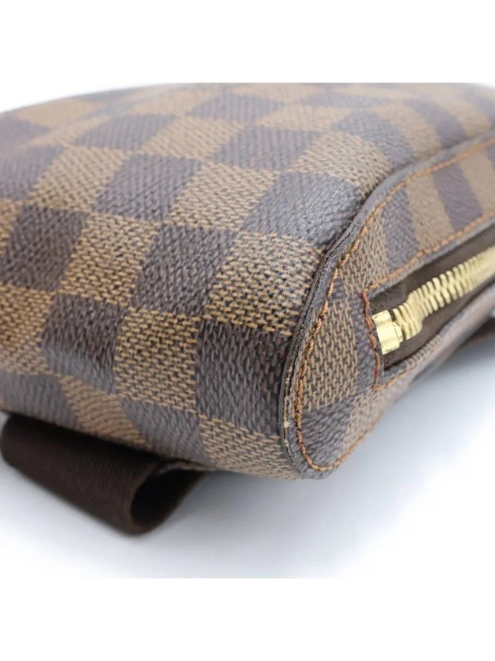 Louis Vuitton Damier Geronimos Shoulder Bag Brown Leather Gold